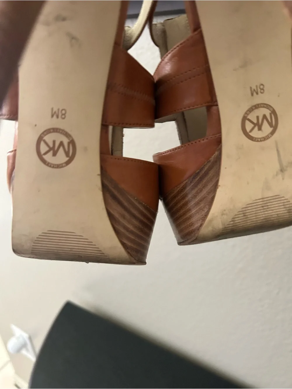 MICHAEL Michael Kors Brown Leather Zip-Front Platform Heels